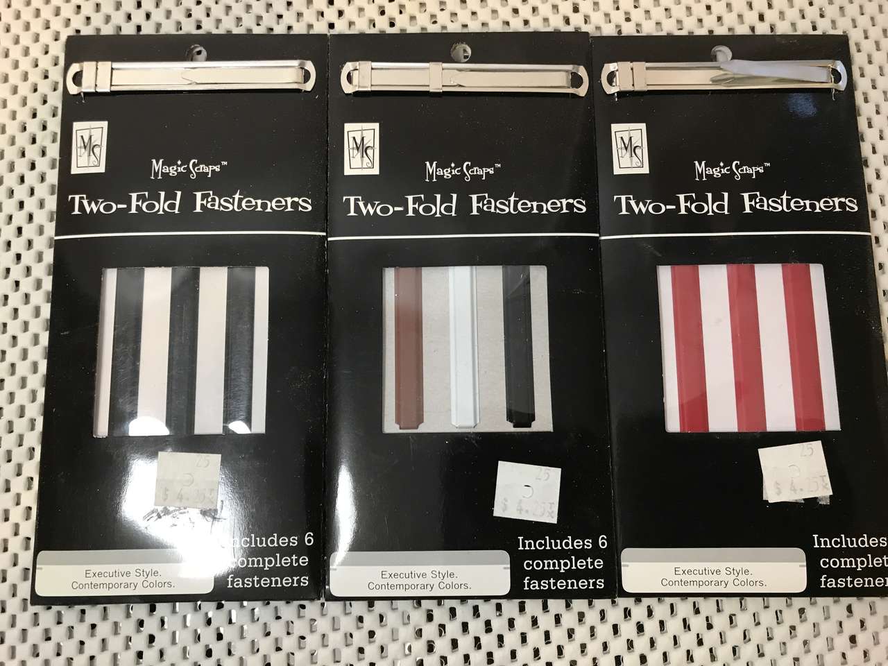 Two-Fold Fasteners 3in Long, 6 complete fasteners in each package, PICK 1 NIP