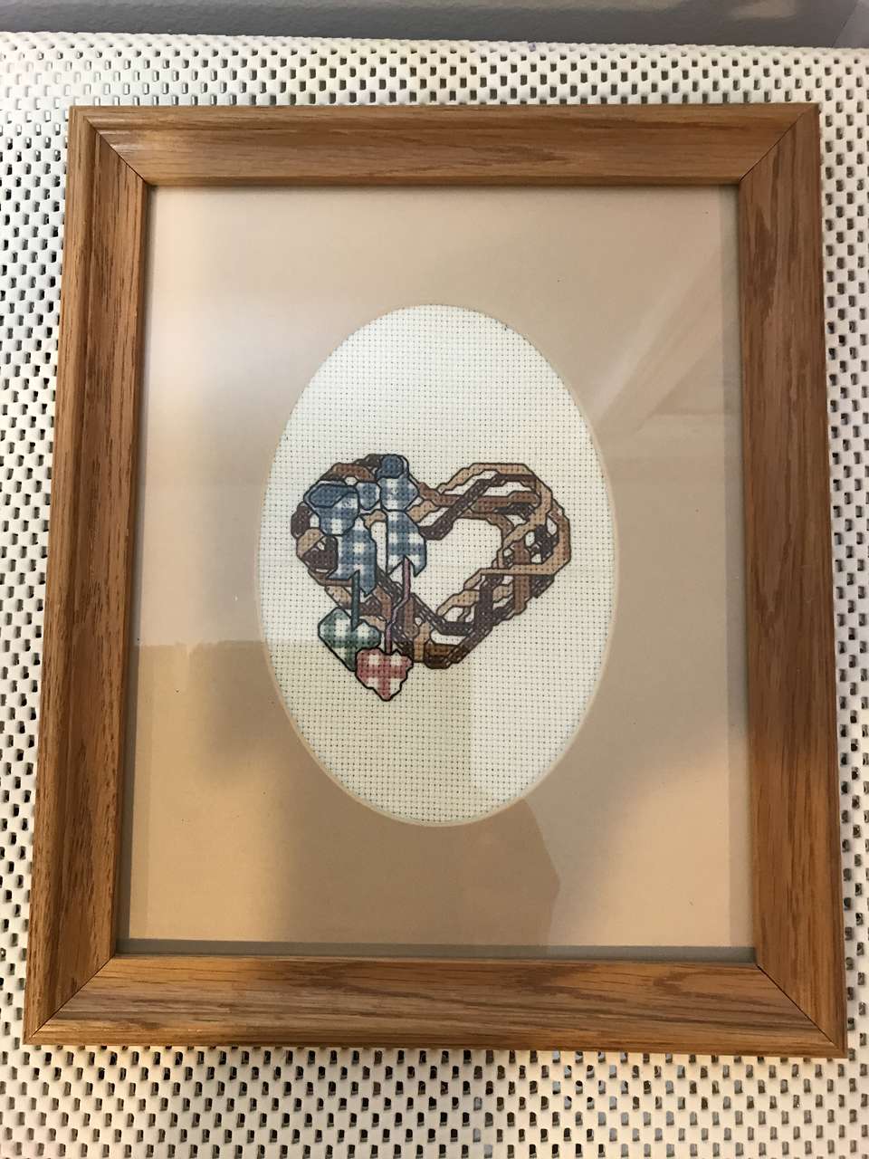 Heart Grapevine Cross Stitch, Framed 9.5” x 11.5”, New