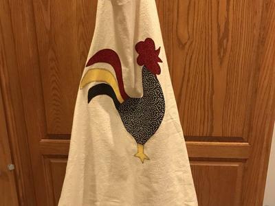 His and Her Aprons, Rooster and Chicken Appliques, Cotton, Handmade, New