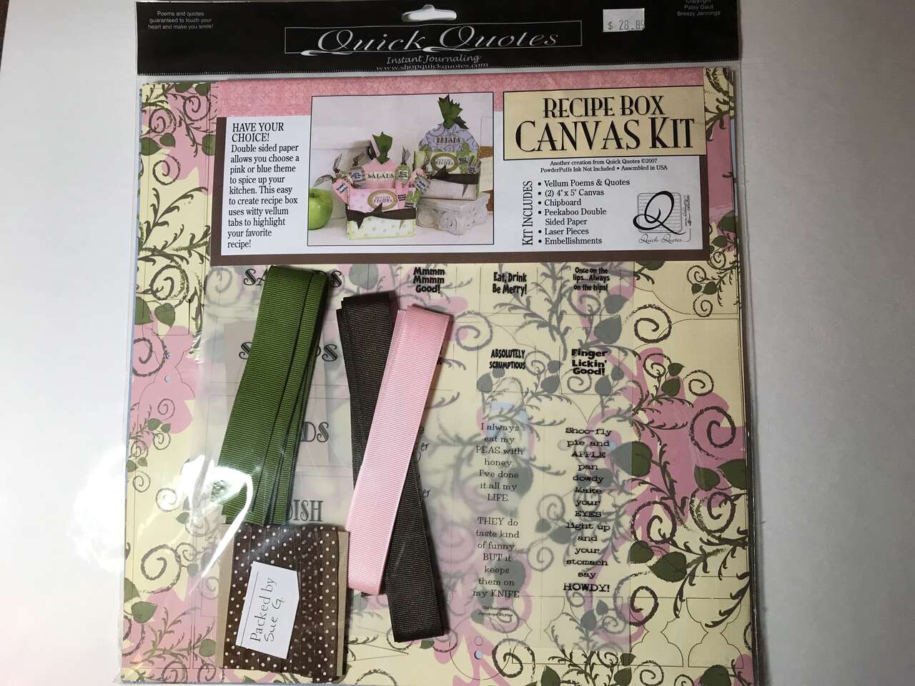 Recipe Box Canvas Kit by Quick Quotes Instant Journaling, New