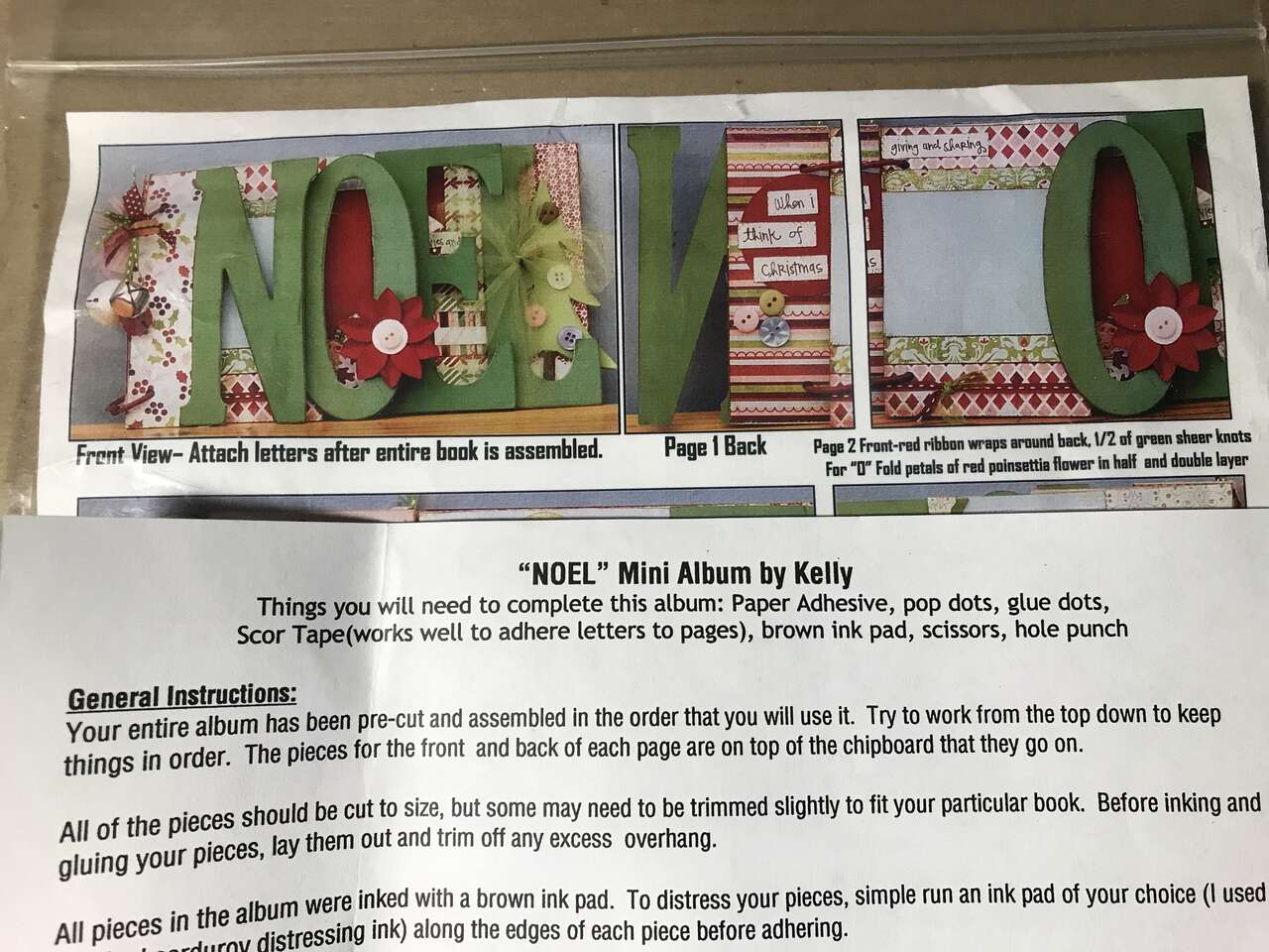 “NOEL” Mini Album by Kelly Unfinished Kit, New