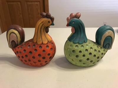 Ardco Ceramic Roosters Japan Figurines Multicolor 1960-70s Retro 5.5in Tall C1562, Vintage
