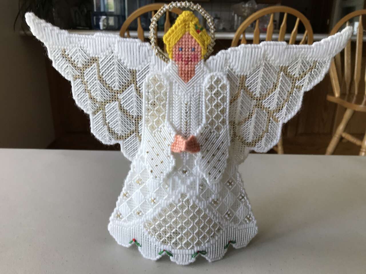 Christmas Angel Tree Topper Plastic Canvas Handmade, New