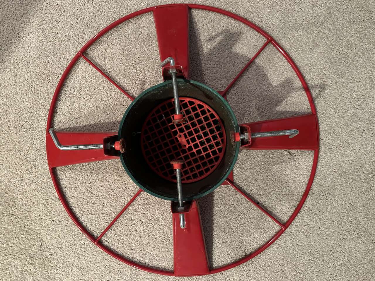 Santa’s Solutions Christmas Tree Stand Holds 7ft -12ft Tall Fresh Cut Trees, Very Heavy Duty Cast Iron, Made in Canada