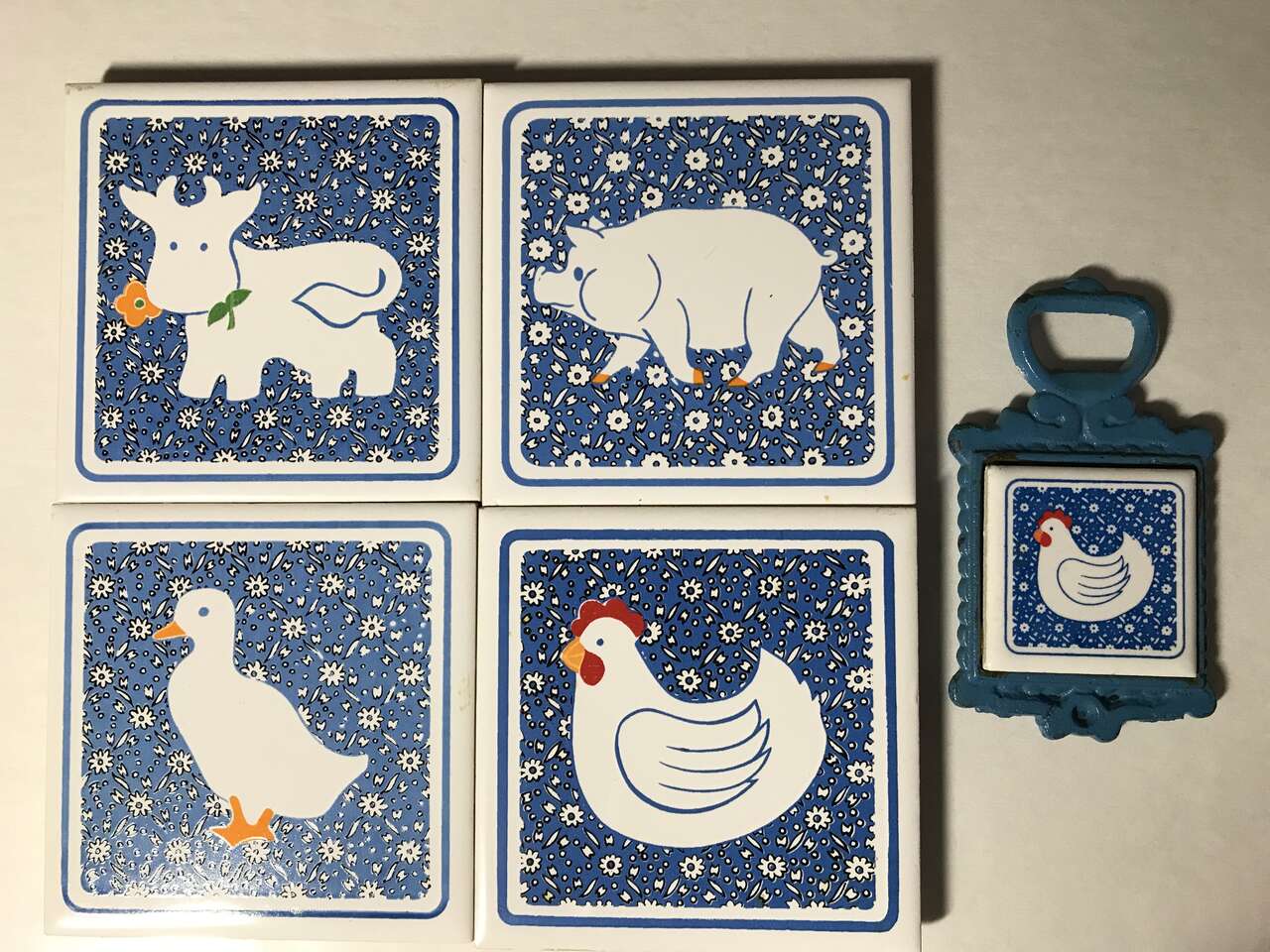 Country Kitchen Wall and Countertop Decor, 4 Ceramic Coaster Trivet Set of 4, PICK What you want