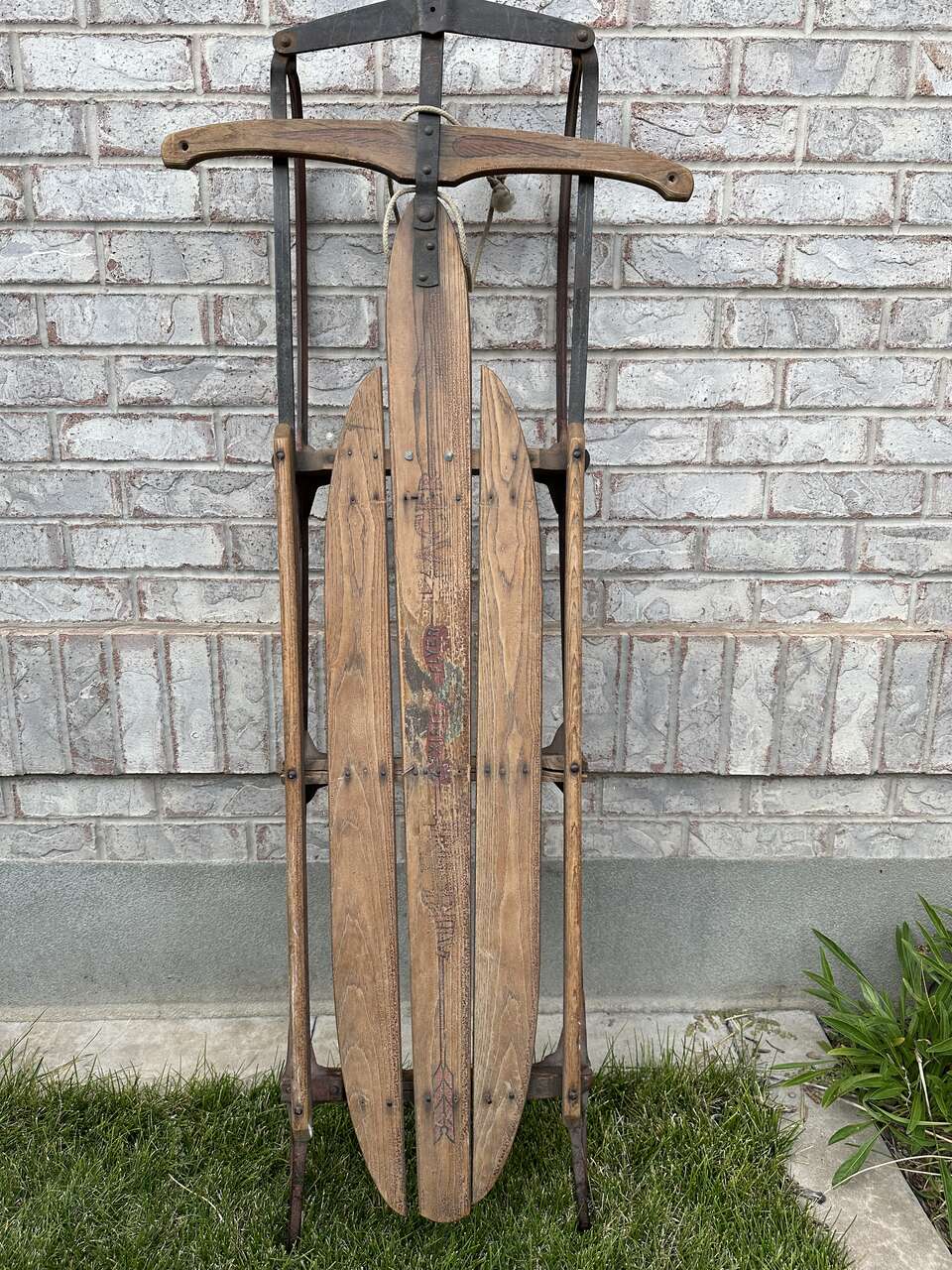 Vintage Flexible Flyer Air Line Racer Wood Metal Sled 5ft. Sled