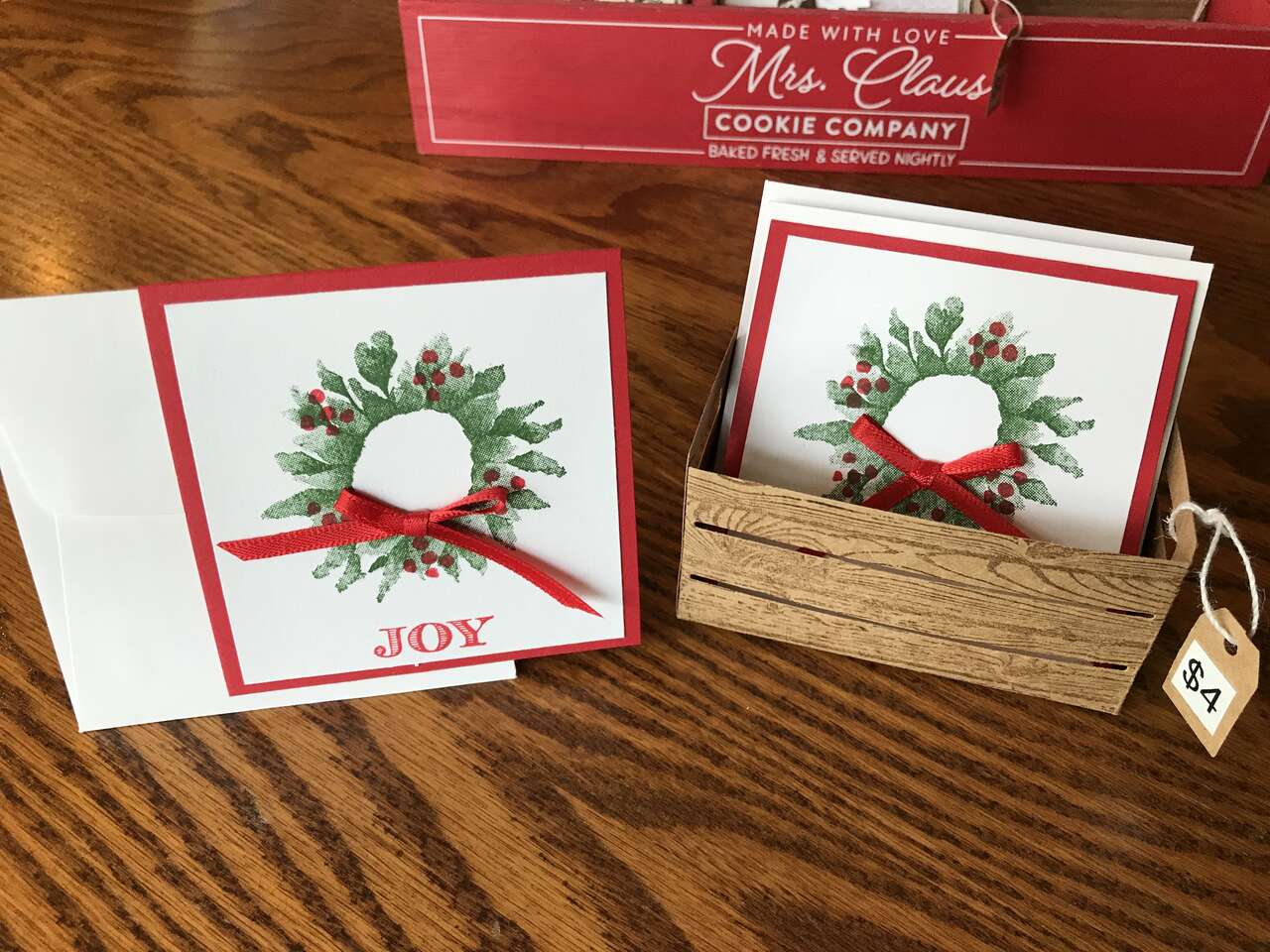 Christmas Gift Cards 3 inches x 3 inches in Small Paper Crate