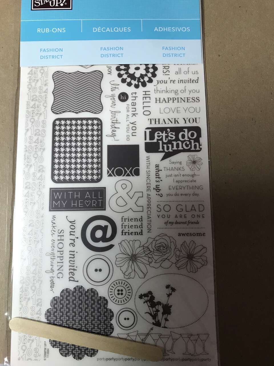 Stampin Up Fashion District Rub-Ons