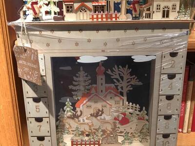 3D Wooden Christmas Light up Calendar 24 Day Countdown Drawers HOMCOM