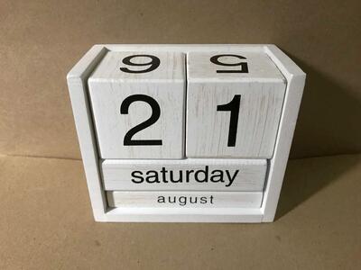 Perpetual Calendar Wooden Blocks Month Day Date Tabletop for Desk Office or Dorm and 3”x6” Wood Block With Saying