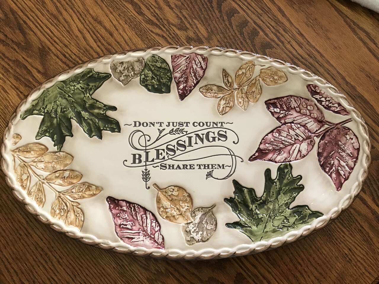 Grasslands Road Thanksgiving Fall Harvest “Don’t Just Count Blessing Share Them” Platter Tray 17”