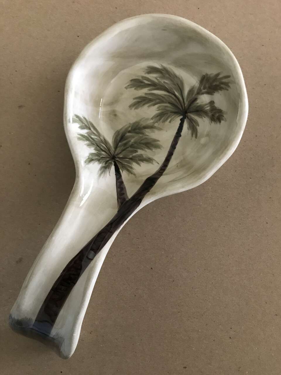 Spoon Rest Bahamas Palm Tree Ceramic Hand Painted & Hand Crafted by Tabletops Gallery