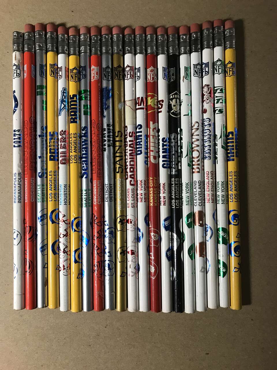 56 Vintage 1980’s NFL Pencils 1 Sharpened, & 1 Teacher Pencil $4.00 per Pencil