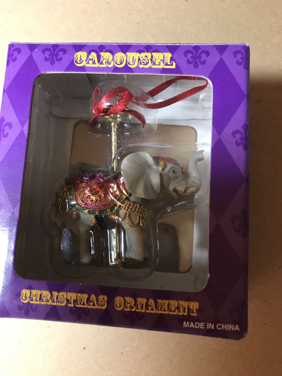 Costco Carousel Elephant Christmas Ornament, NIB