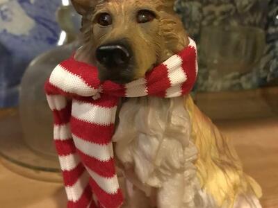 Collie Dog with Knitted Scarf 5 1/2in High, Resin Figurine by Greenbrier Int or Golden Cocker Spaniel 8”