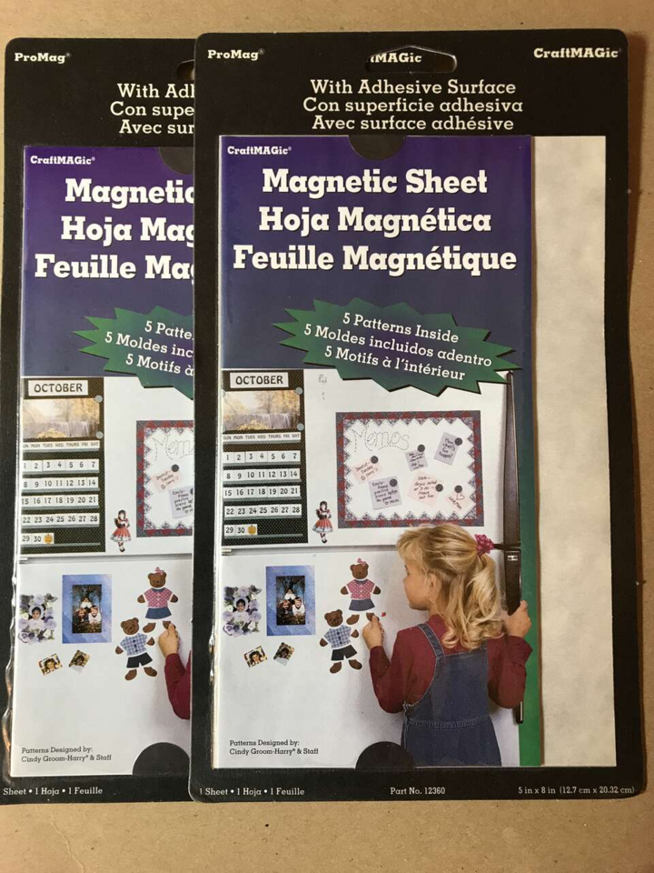 ProMag CraftMAGic Adhesive Magnetic Sheet 5" x 8" with 5 Patterns, New, Vintage, 2 packages, $8.00