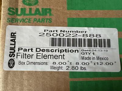 NEW SULLAIR 250022 - 888 ELEMENT AIR FILTER