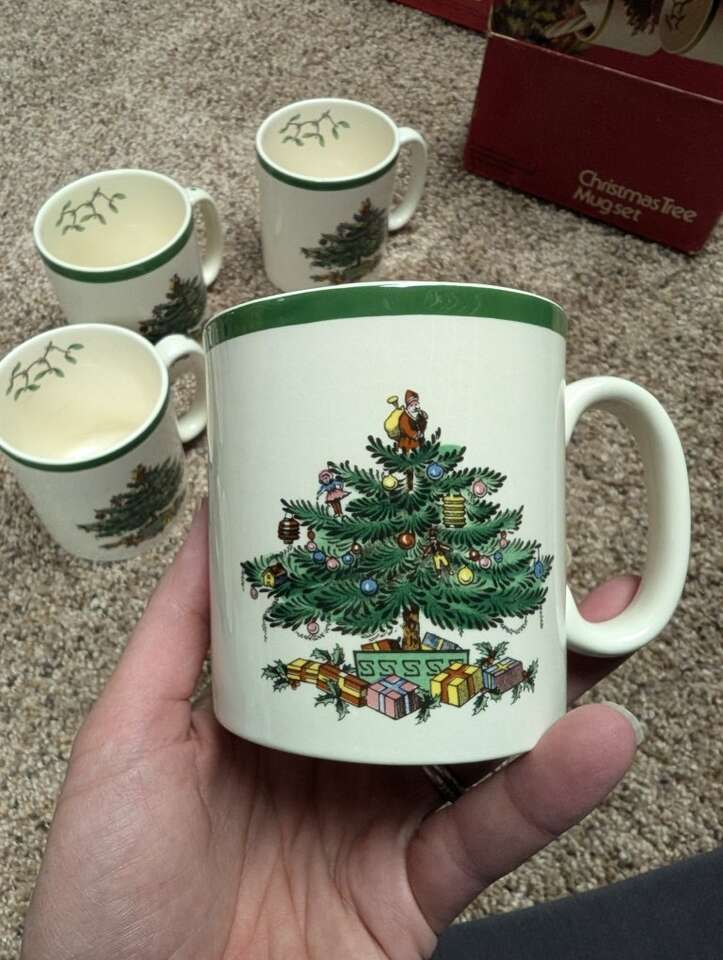 Various Vintage Christmas Tree Spode China Pieces