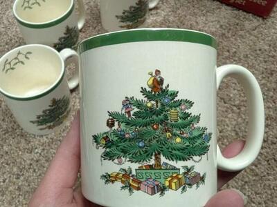 Various Vintage Christmas Tree Spode China Pieces