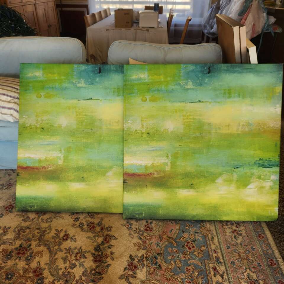 2 green paintings