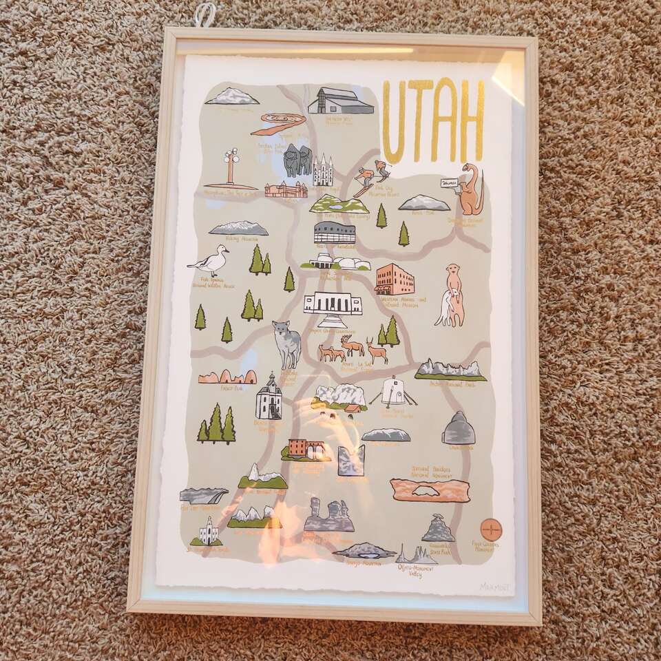 framed Utah landmarks poster
