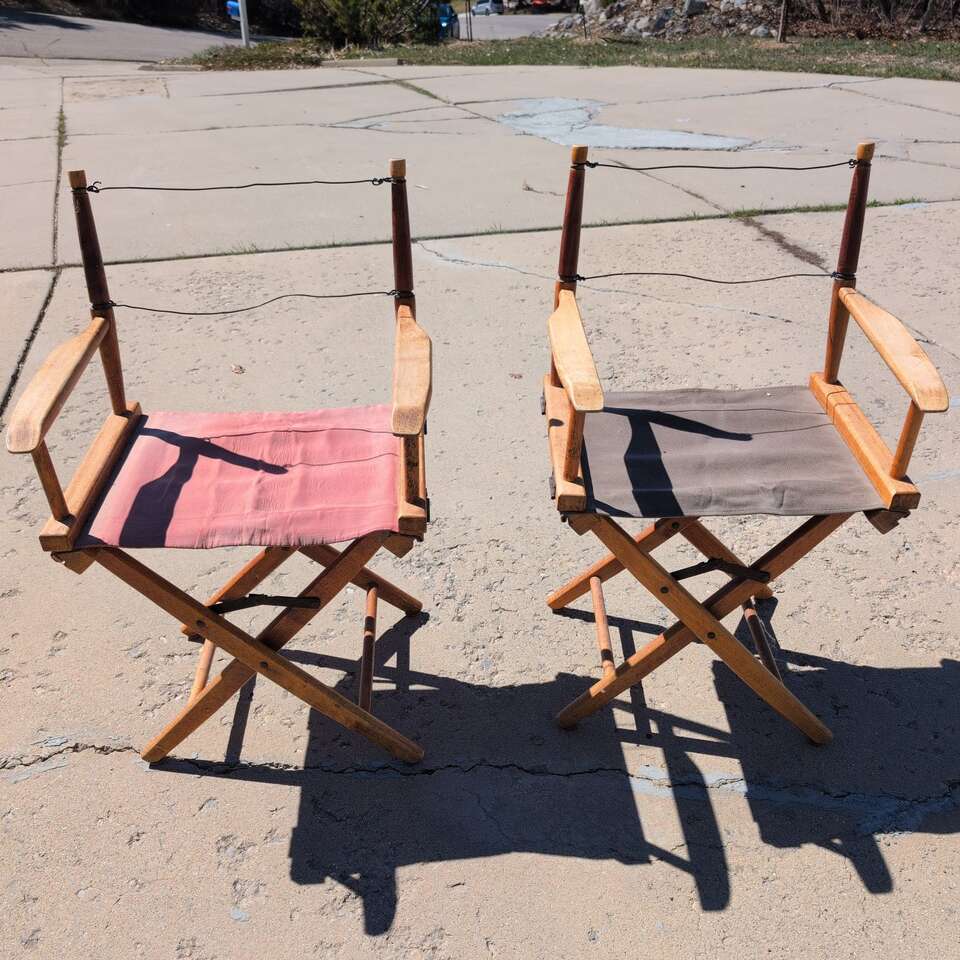 2 mid century bamboo director chairs