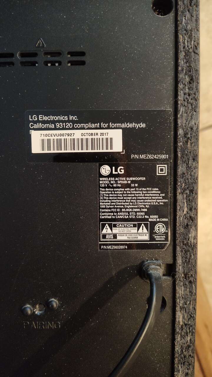 Excellent condition LG Sound bar And Subwoofer