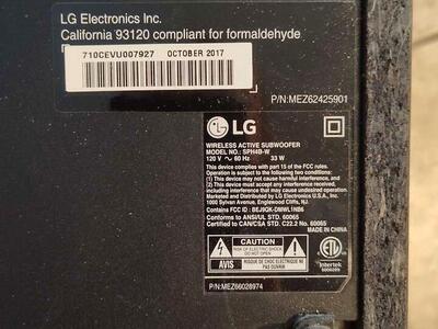 Excellent condition LG Sound bar And Subwoofer