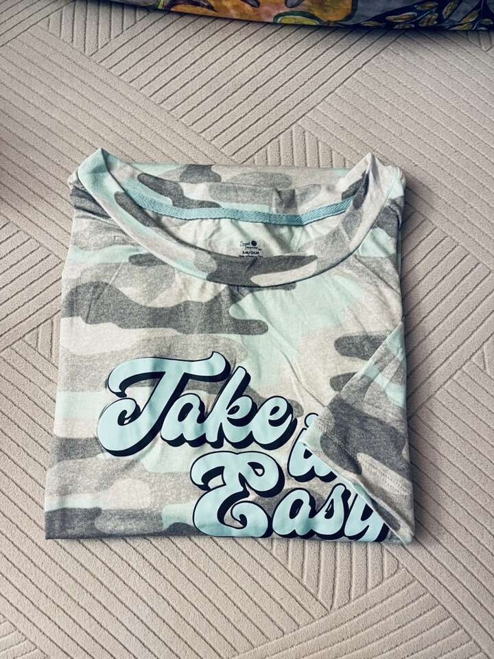 Short Sleeve Relaxed Camo Nightwear Sleepshirt Dress