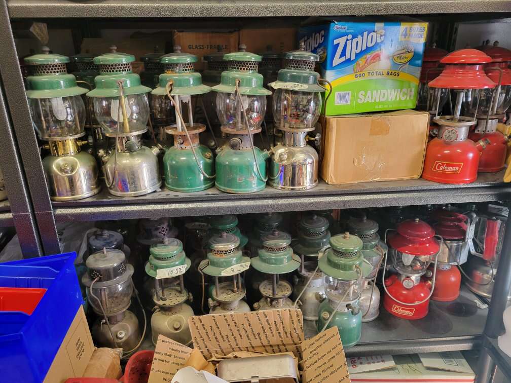 Coleman lanterns, heaters, coolers, stoves, jugs
