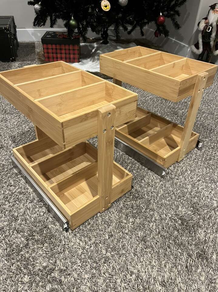 Set Of 2 Bamboo Under The Sink Organizer