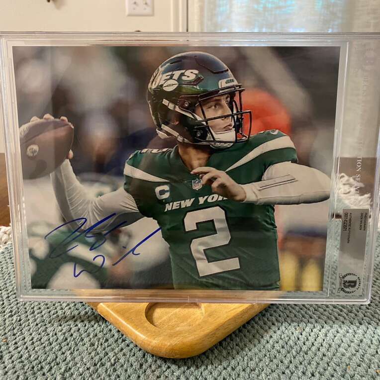 Zach Wilson Autographed New York Jets Flash Silver Full Size