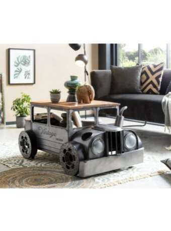 Vintage Style Solid Wood & Metal Coffee Table