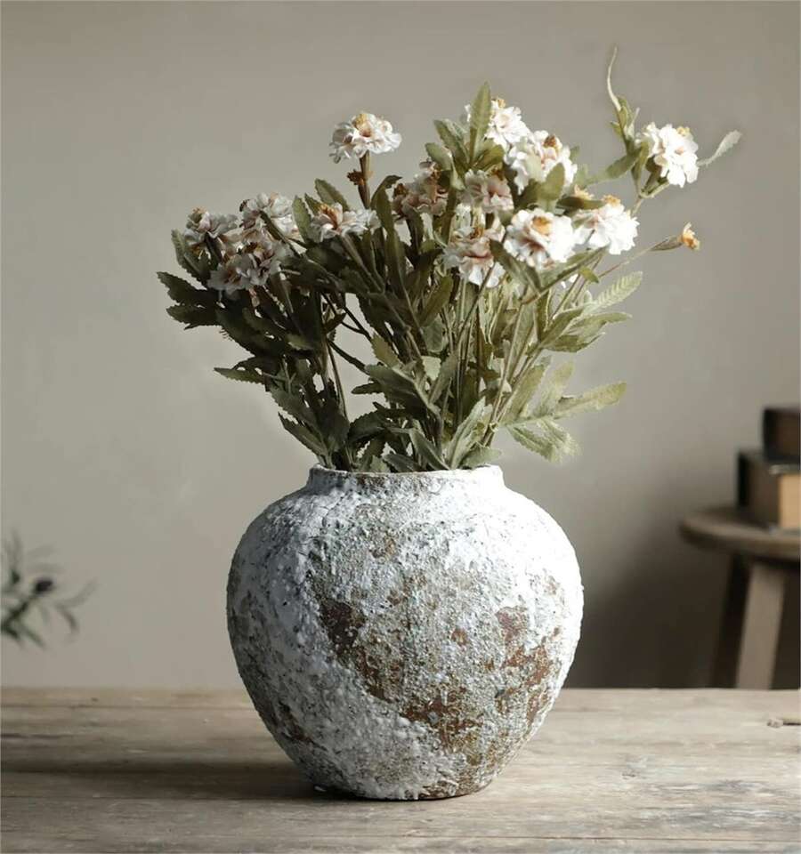 Rustic Ceramic Circular Flower Vase - 1 Vase
