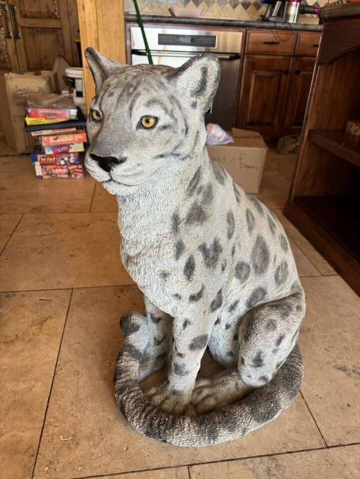 Large Plaster Snow Leopard Statue
