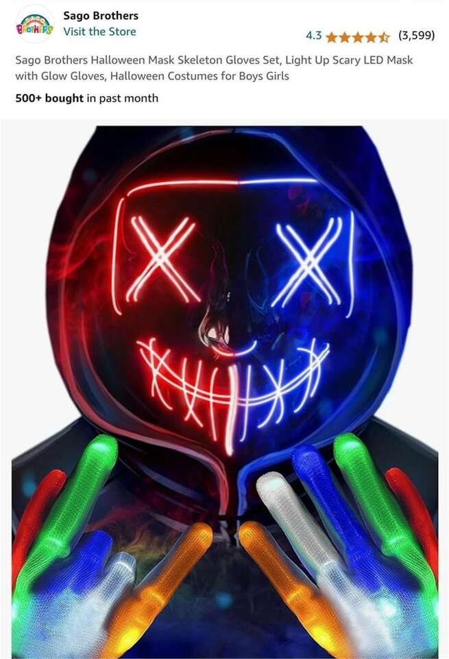 Light up Skeleton Mask w/ Gloves