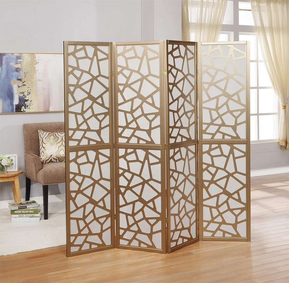 Roundhill Giyano 4 Panel Screen Gold