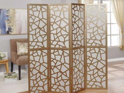 Roundhill Giyano 4 Panel Screen Gold