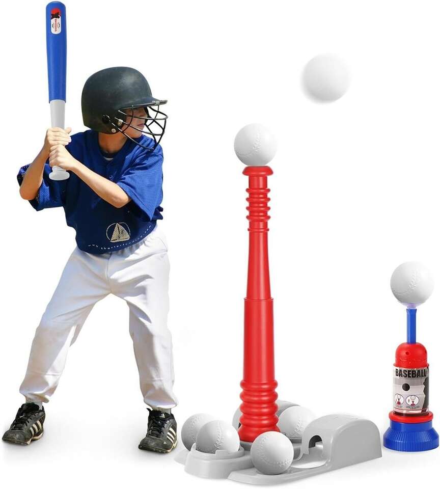 Ball Set- 6 Large Baseballs & Pitching Machine