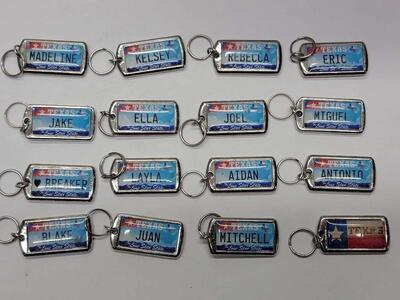 Texas Keychains 1.5in w/ Names
