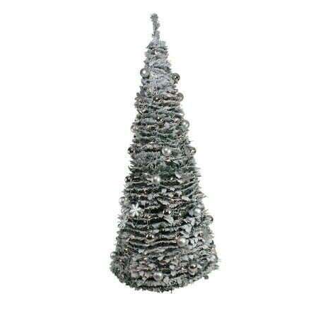 6ft Pre-Lit Silver Tinsel Christmas Tree