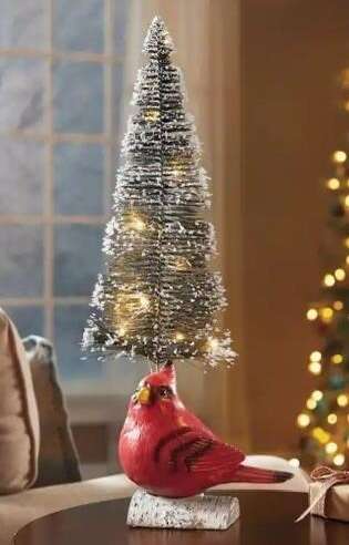 8.5x7in Frosted LED Bottlebrush Tree