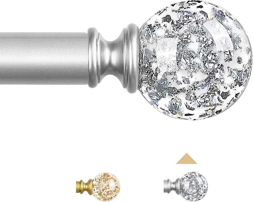 Translucent Ball Silver Drapery Rod