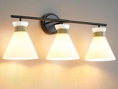 Black & Gold Vanity Light Fixtures: 3 Lights