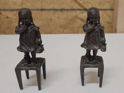 2 pair rare BRONZE SCULPTURE Juan Clara 5.5in Tall