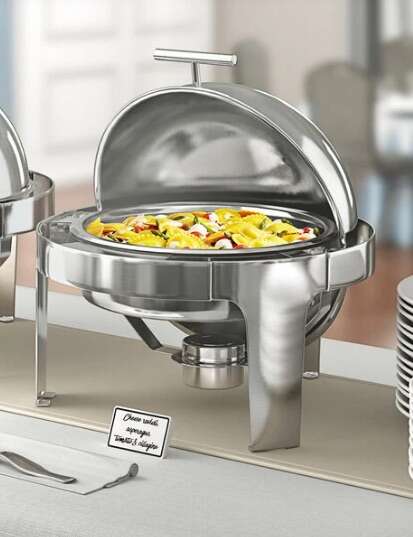 Acopa Supreme 6.5qt Round Chrome Top Chafer