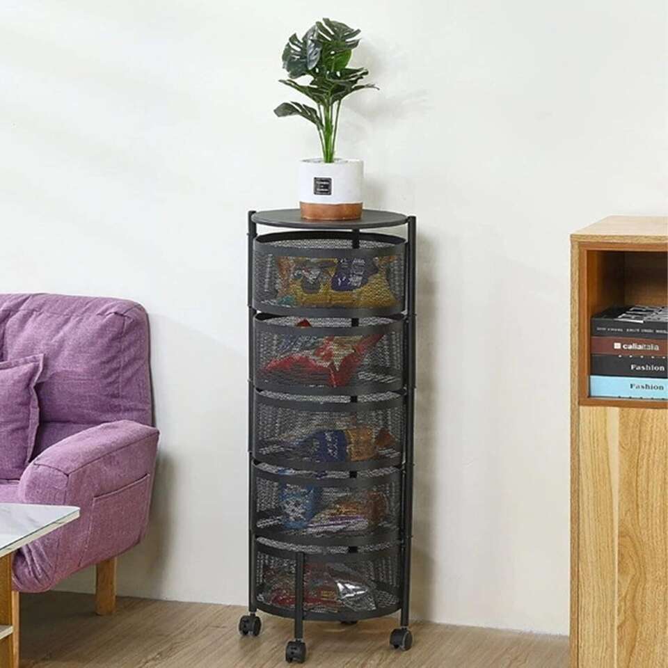 Kitchen Storage Rack 5 Layer Rotating