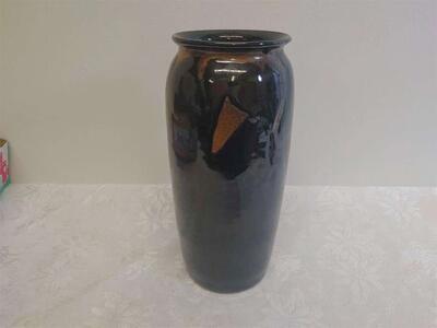 12in Tall Bruning Pottery Vase - Black