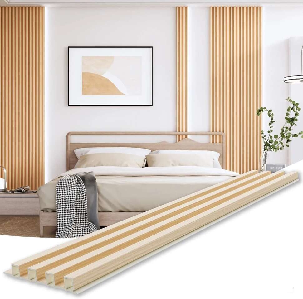 WPC 3D Slat Wall Panels 8-Piece - 94.5x 6.6in Oak