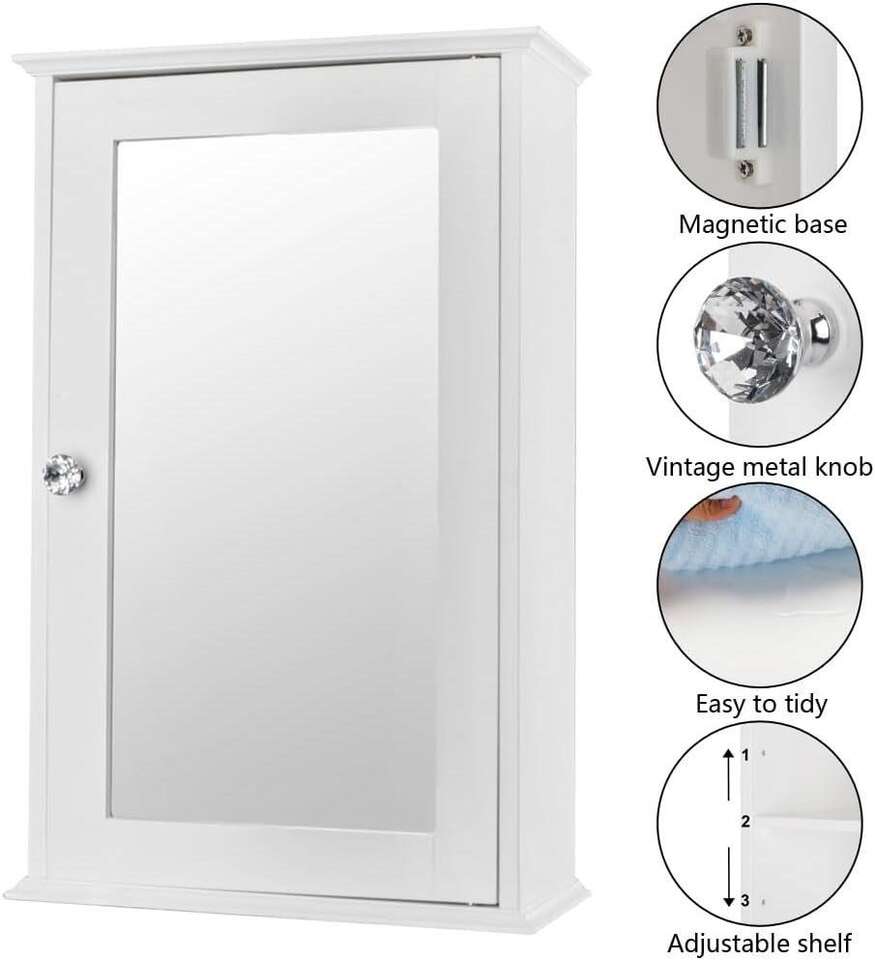 Mirrored Medicine Cabinet, 21 x 13 2 Shelf